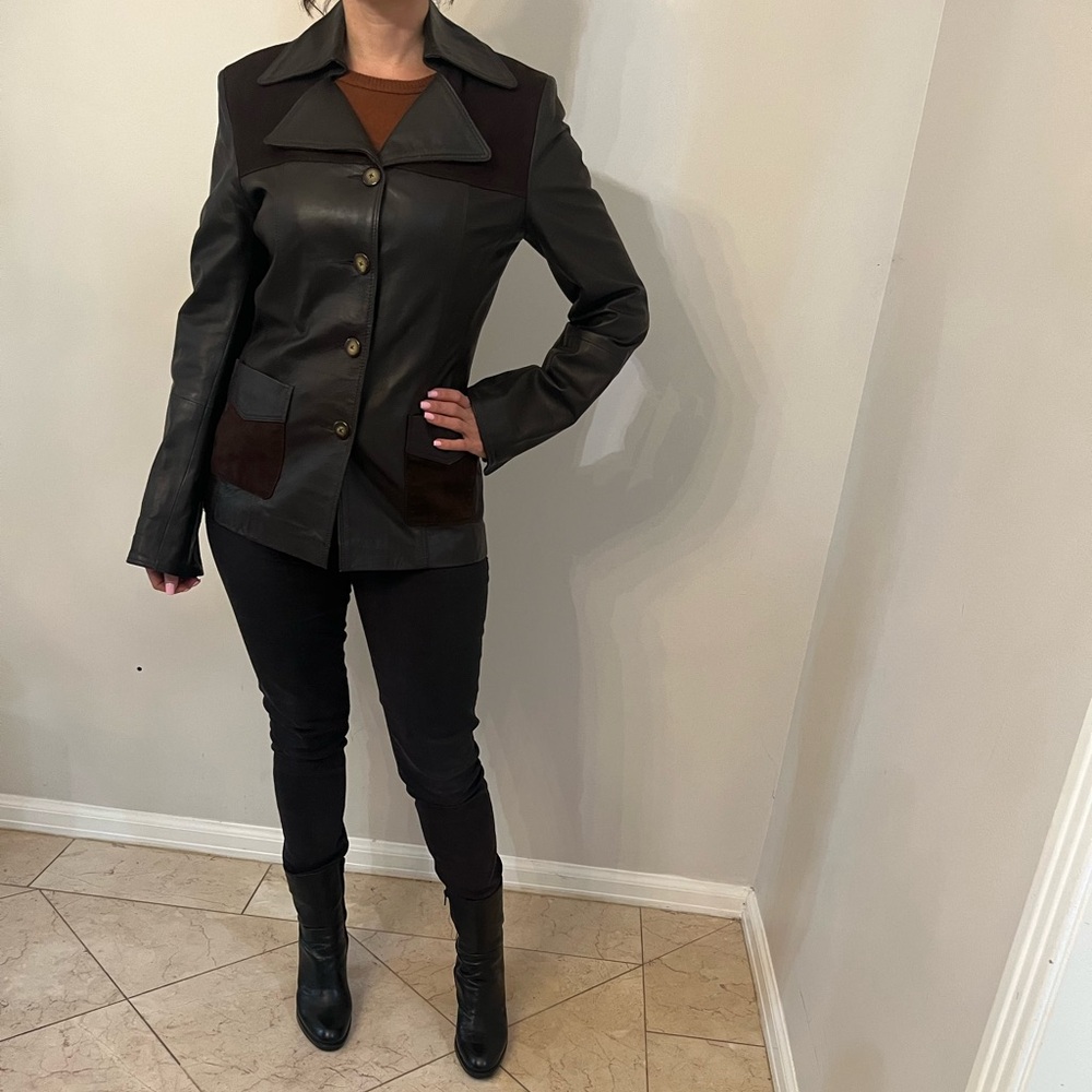 Mac Hill Pretty 100% Leather Brown Jacket - image 1